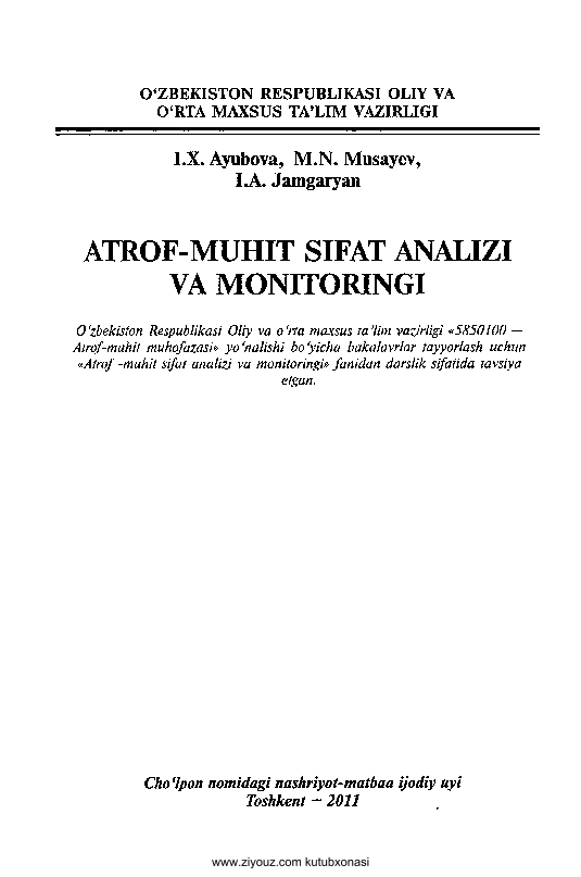 Atrof-muhit sifat analizi va monitoringi