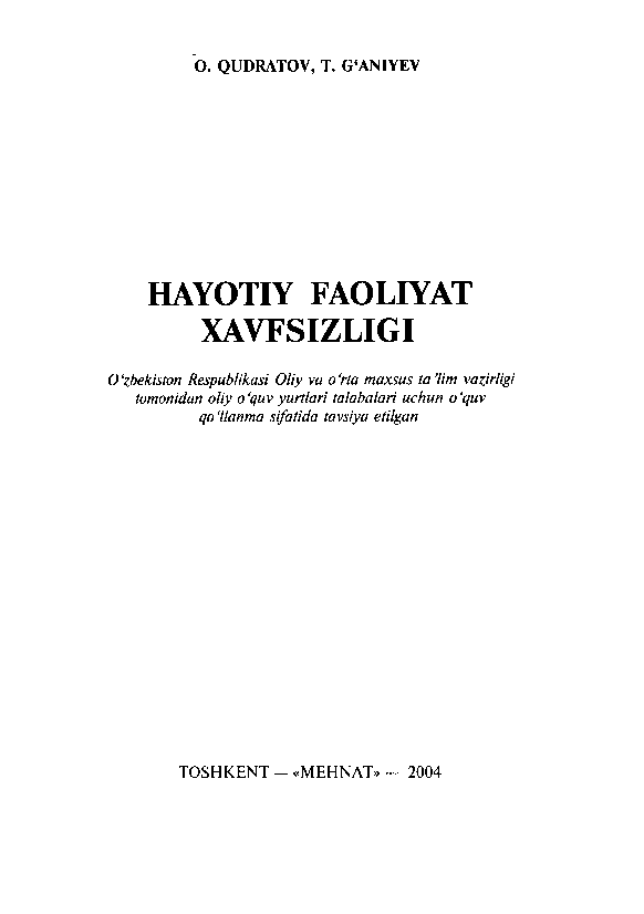 Xayotiy faoliyat xavfsizligi