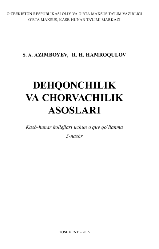 Dexqonchilik va chorvachilik asoslari