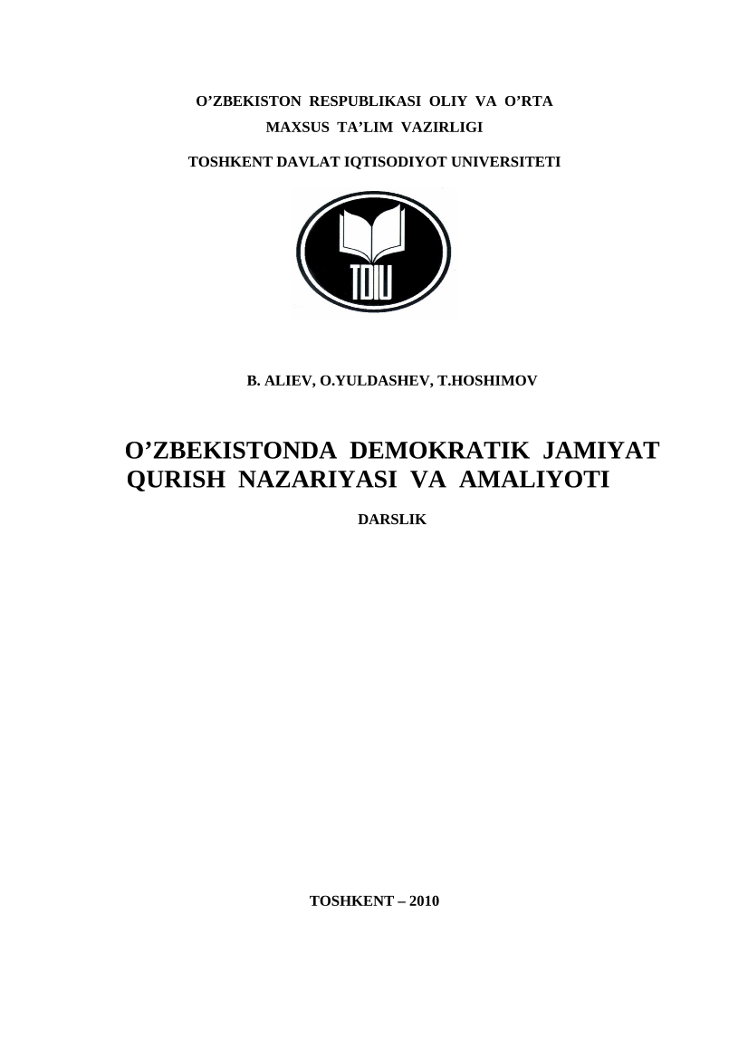 O’zbekistonda demokratik jamiyat qurish nazariyasi va amaliyoti