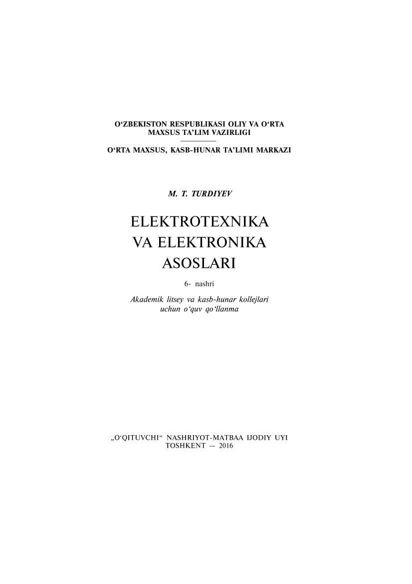 Elektrotexnika va elektronika asoslari