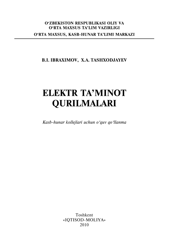 Elektr ta`minot qurilmalari