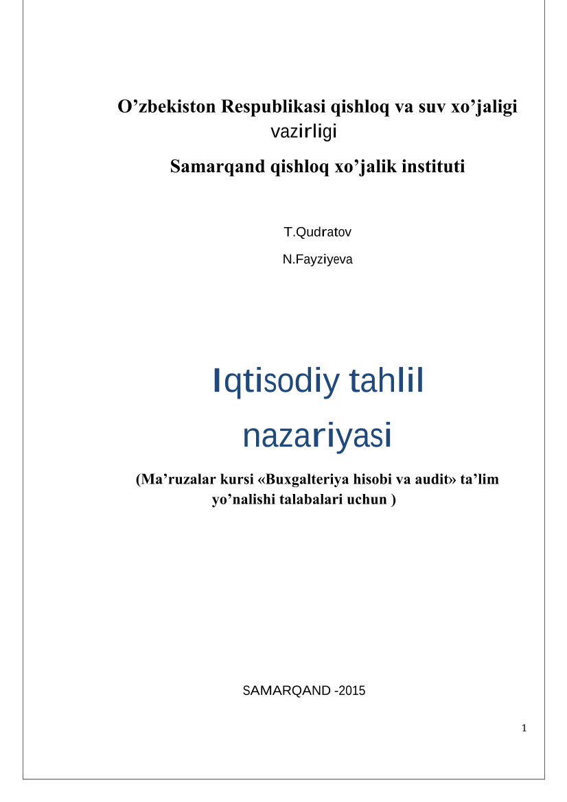 Iqtisodiy tahlil nazaryasi