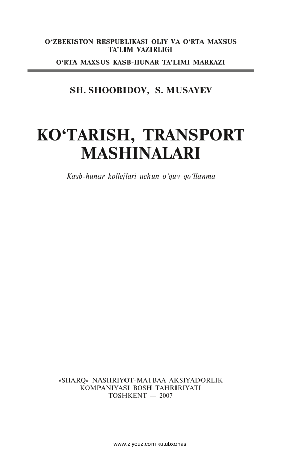 Ko`tarish transport mashinalari