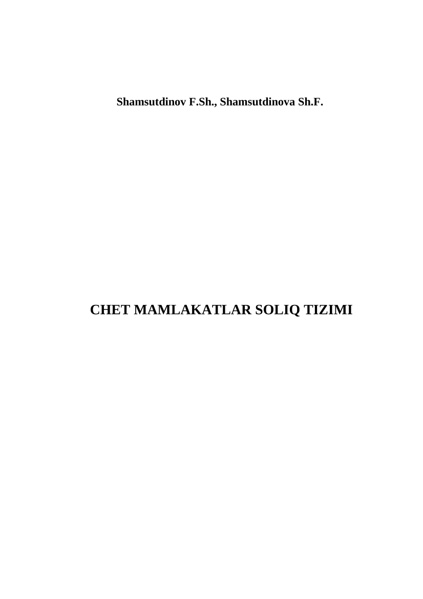 Chet mamlakatlar soliq tizimi