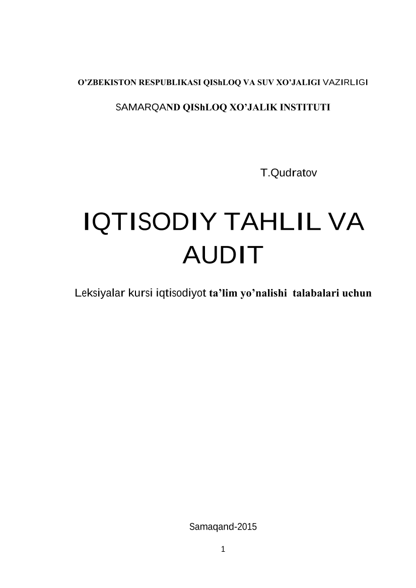 Iqtisodiy tahlil va audit