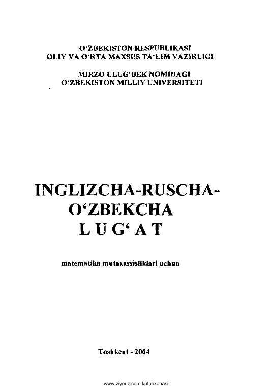 Inglizcha ruscha o'zbekcha lug'at