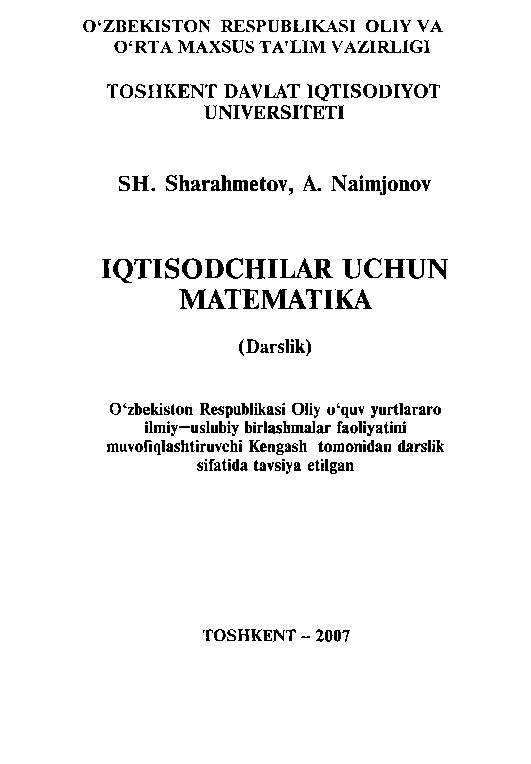 Iqtisodchilar uchun matematika