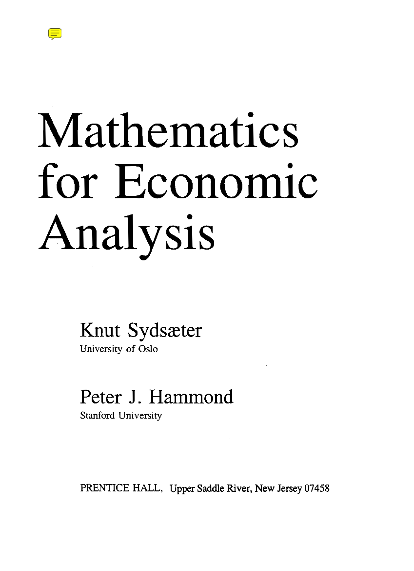 Mathematics for economic analysis