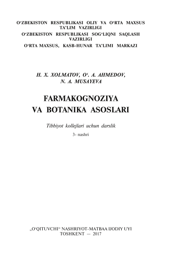 Farmakanoziya va batanika asoslari