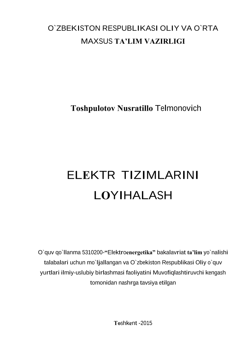 Elektr tizimlarini loyihalash