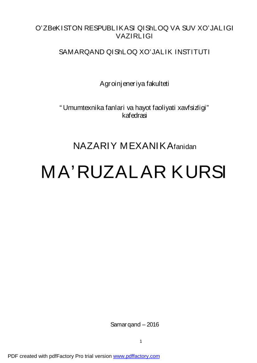 Nazariy mexanika