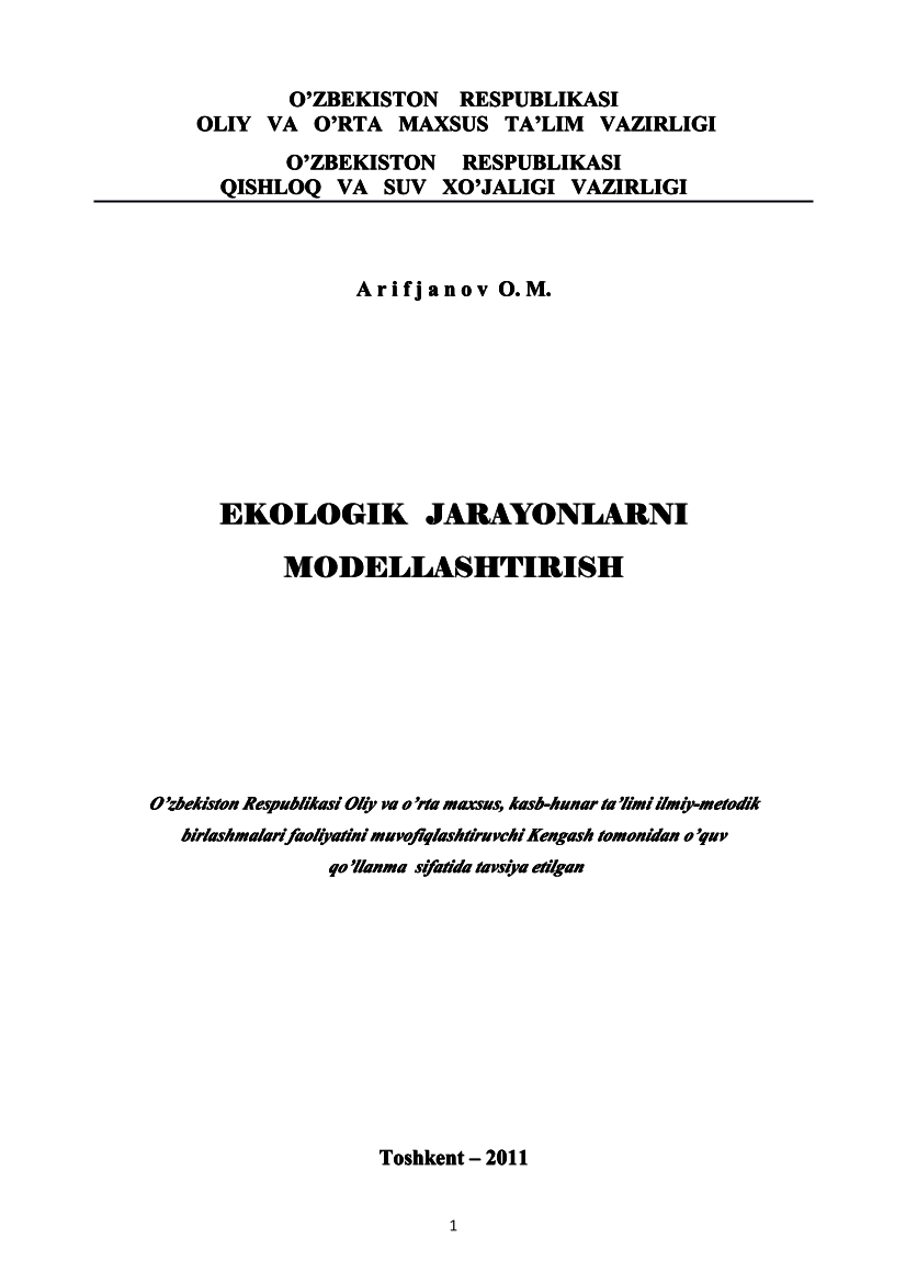 Ekologik jarayonlarni modellashtirish