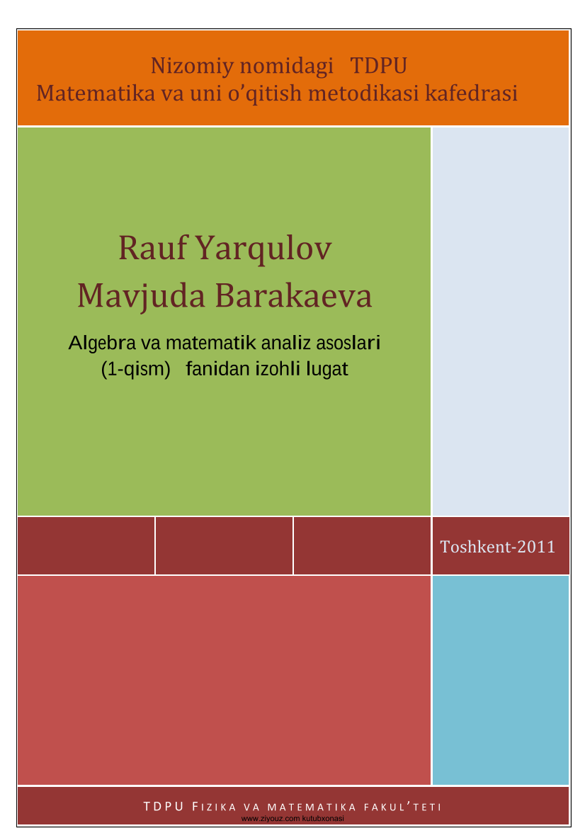 Algebra va matematik analiz asoslari (1-qism)