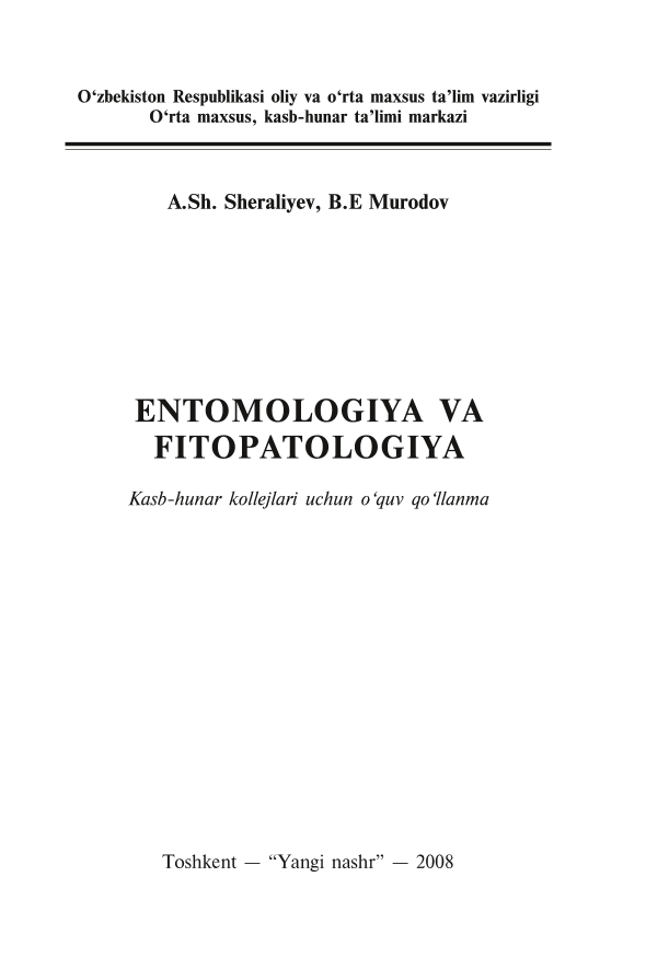 Entomologiya va fitopatologiya