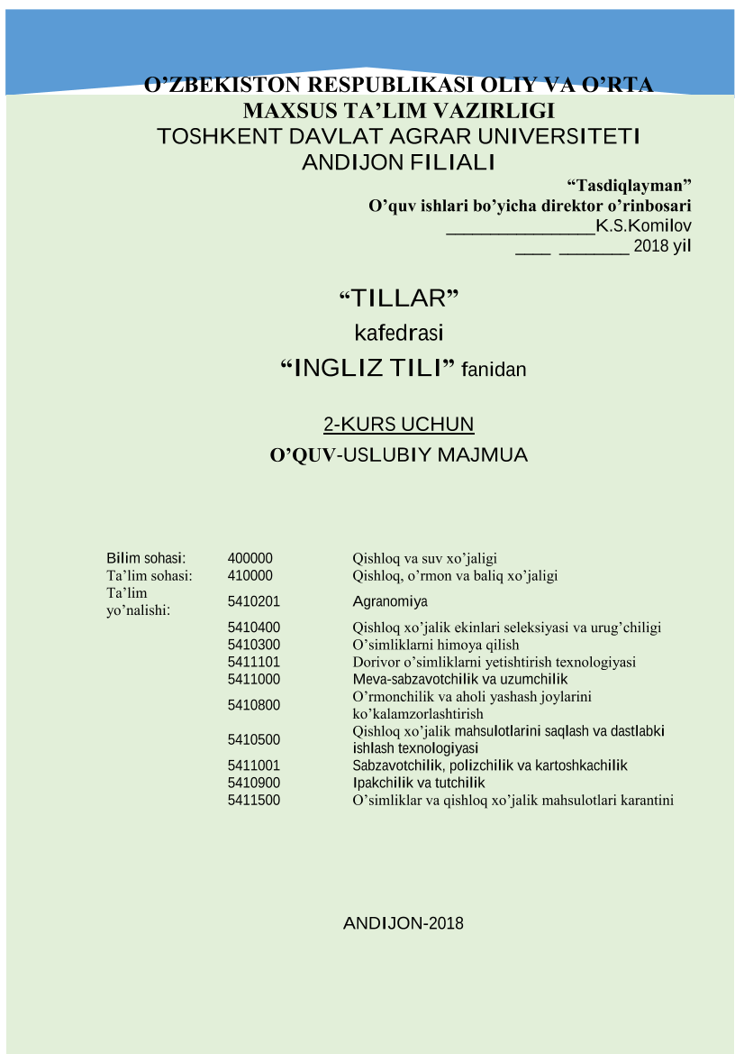 Ingliz tili (2-kurs majmua) 