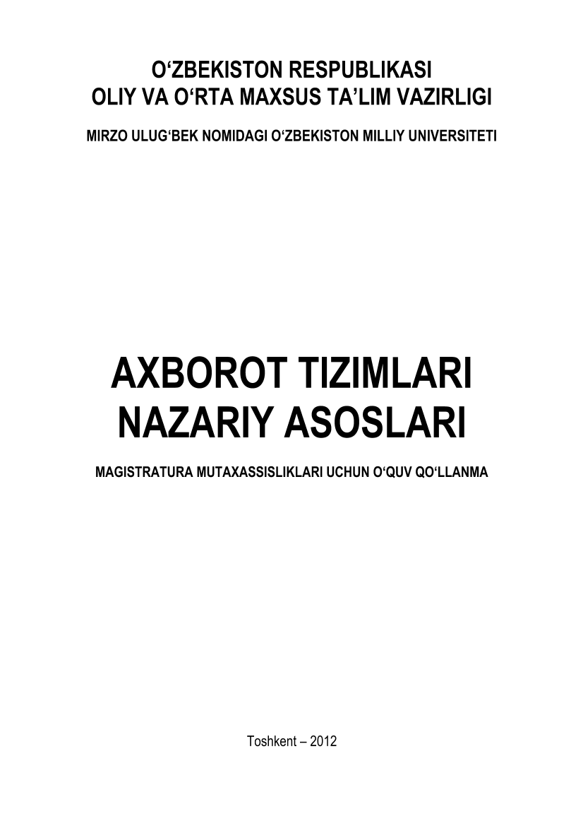 Axborot tizimlari nazariy asoslari