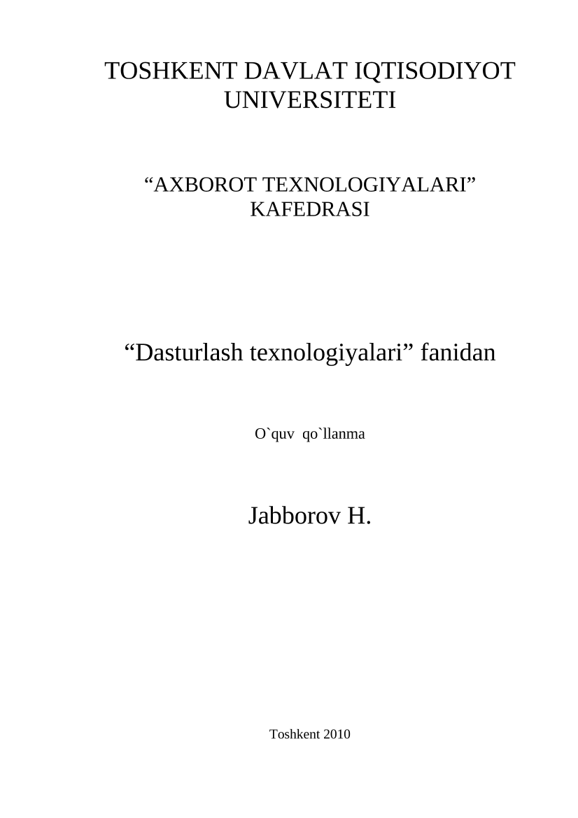 Dasturlash texnologiyalari