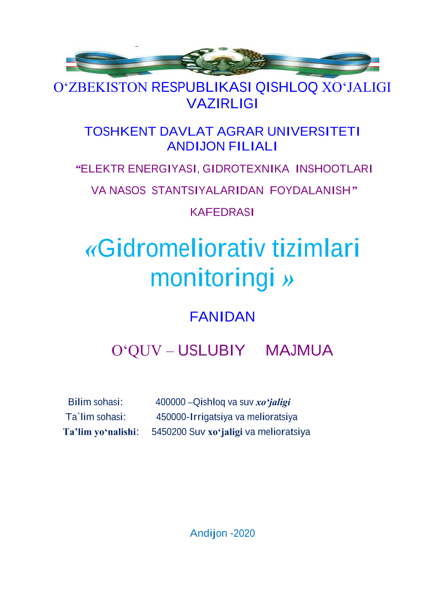 Gidromeliorativ tizimlari monitoringi