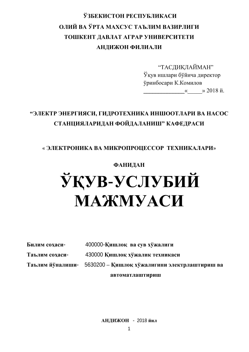 Elektronika va mikroprotsessor texnikalari