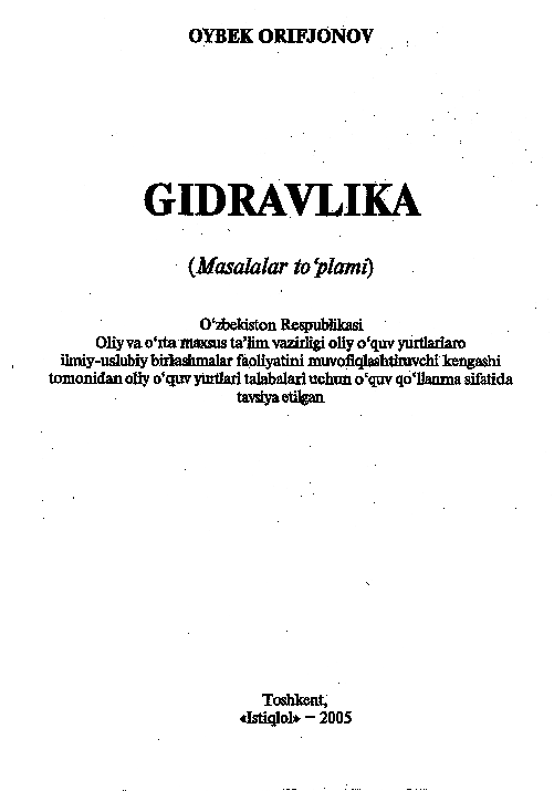 Gidravlika masalalar toplami