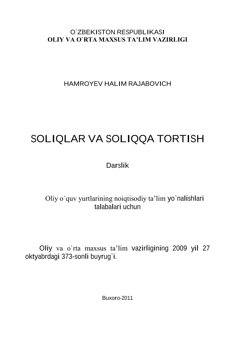 Soliqlar va soliqqa tortish