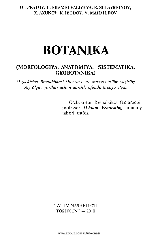 Botanika (morfologiya,anatomiya,sistematika,geobotanika)