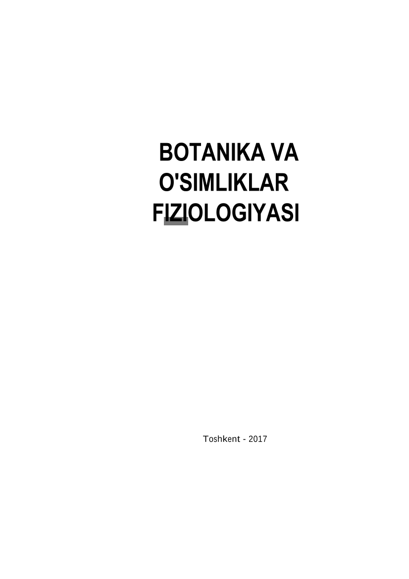 Botanika va o`simliklar fiziologiyasi (botanika qismi)