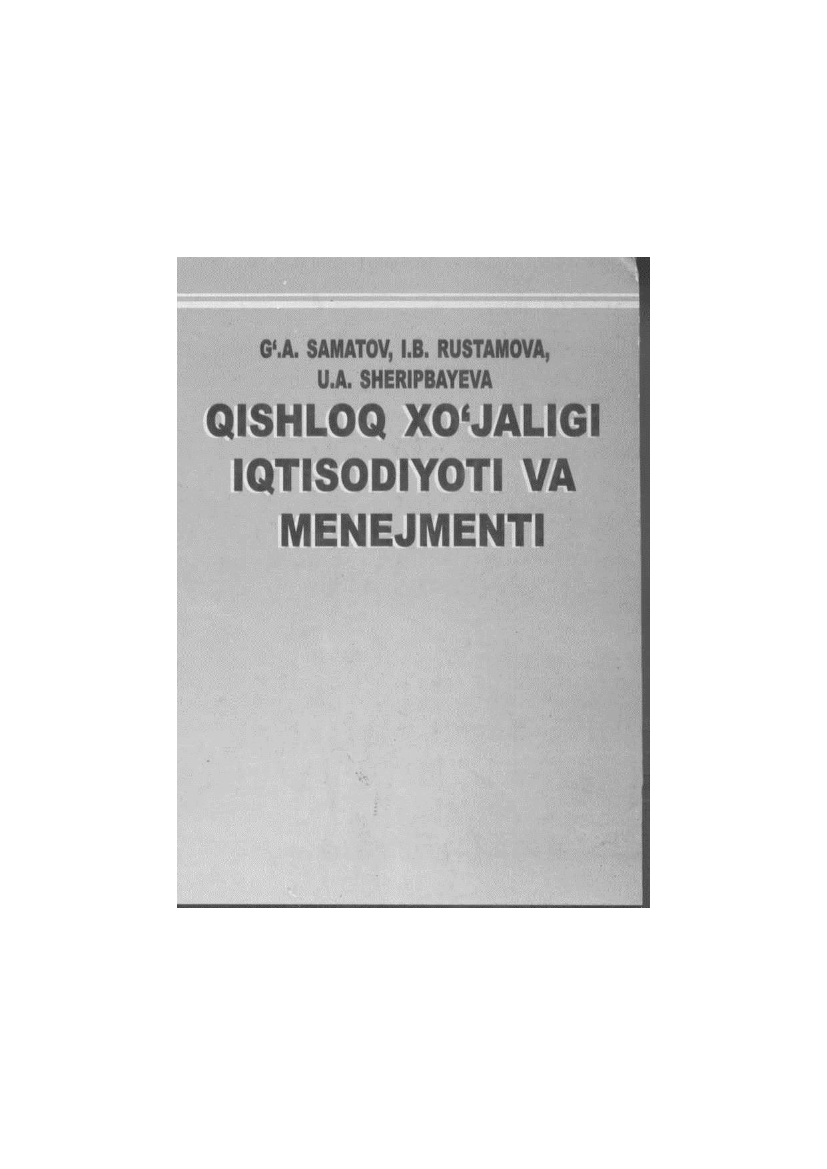 Qishloq xo`jaligi iqtisodiyoti va menejmenti