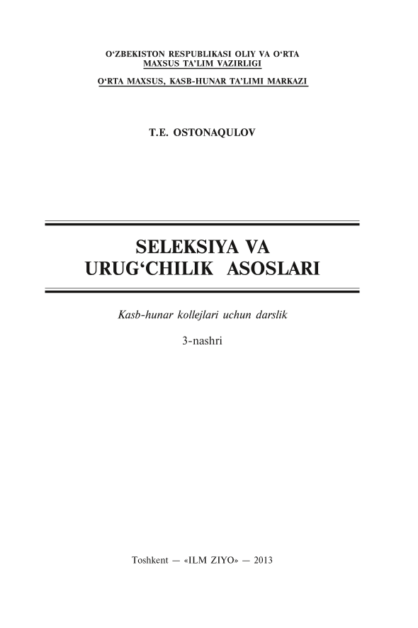 Seleksiya va urug`chlik asoslari