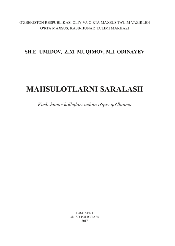 Mahsulotlarni saralash