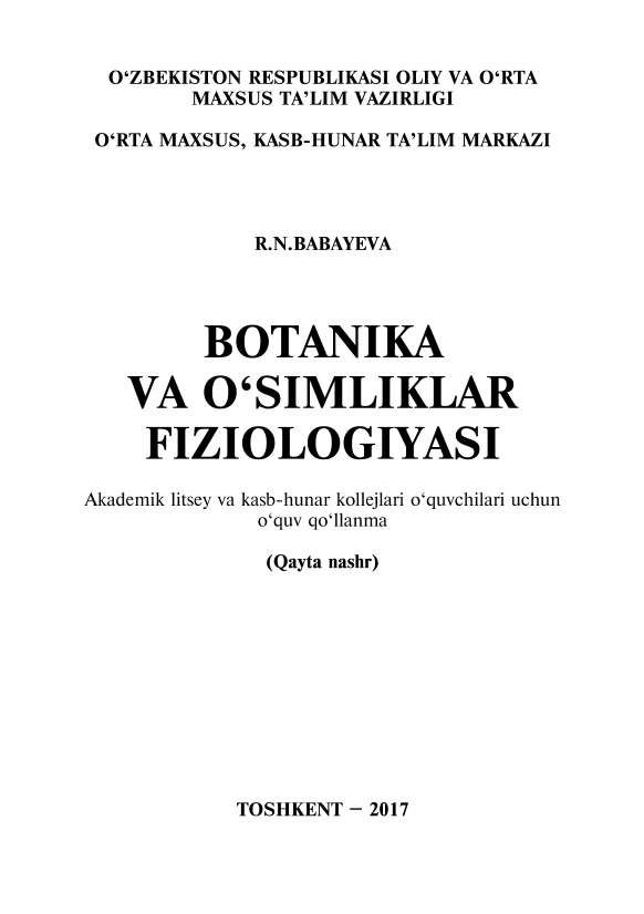 Botanika va o`simliklar fiziologiyasi