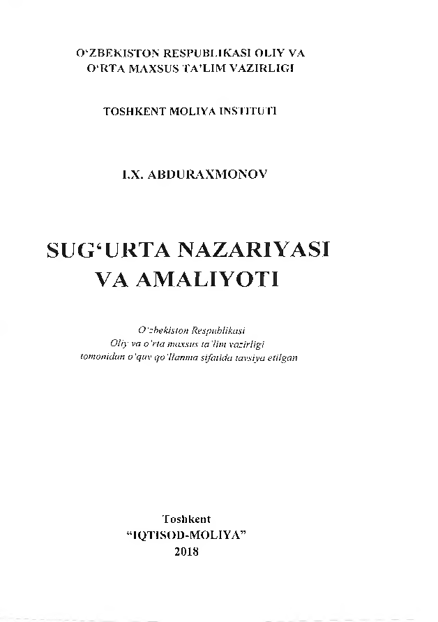 Sug`urta nazariyasi va amaliyoti