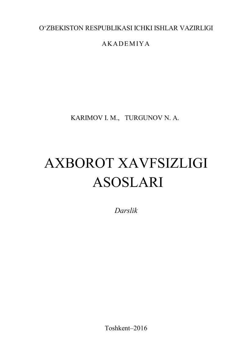 Axborot xavfsizligi asoslari