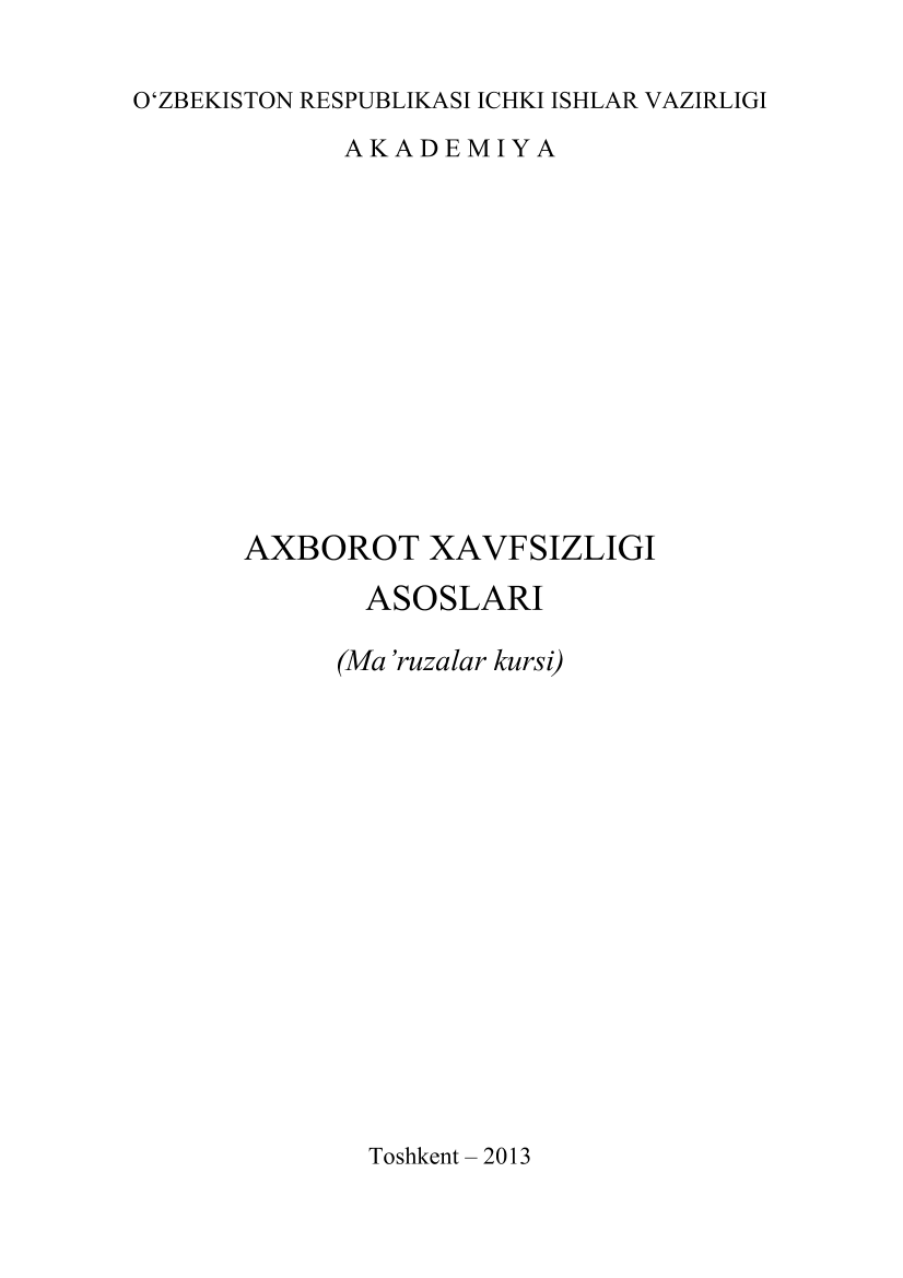 Axborot xavfsizligi asoslari