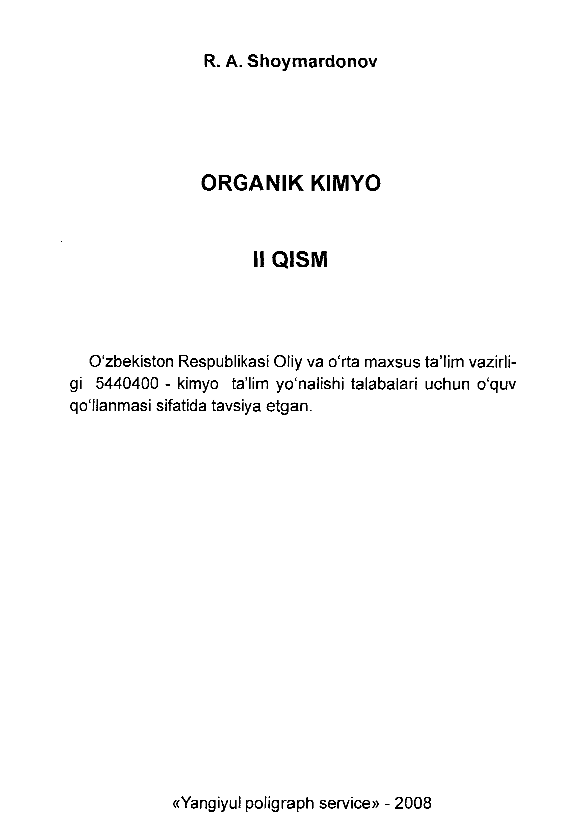 Organik kimyo II qism