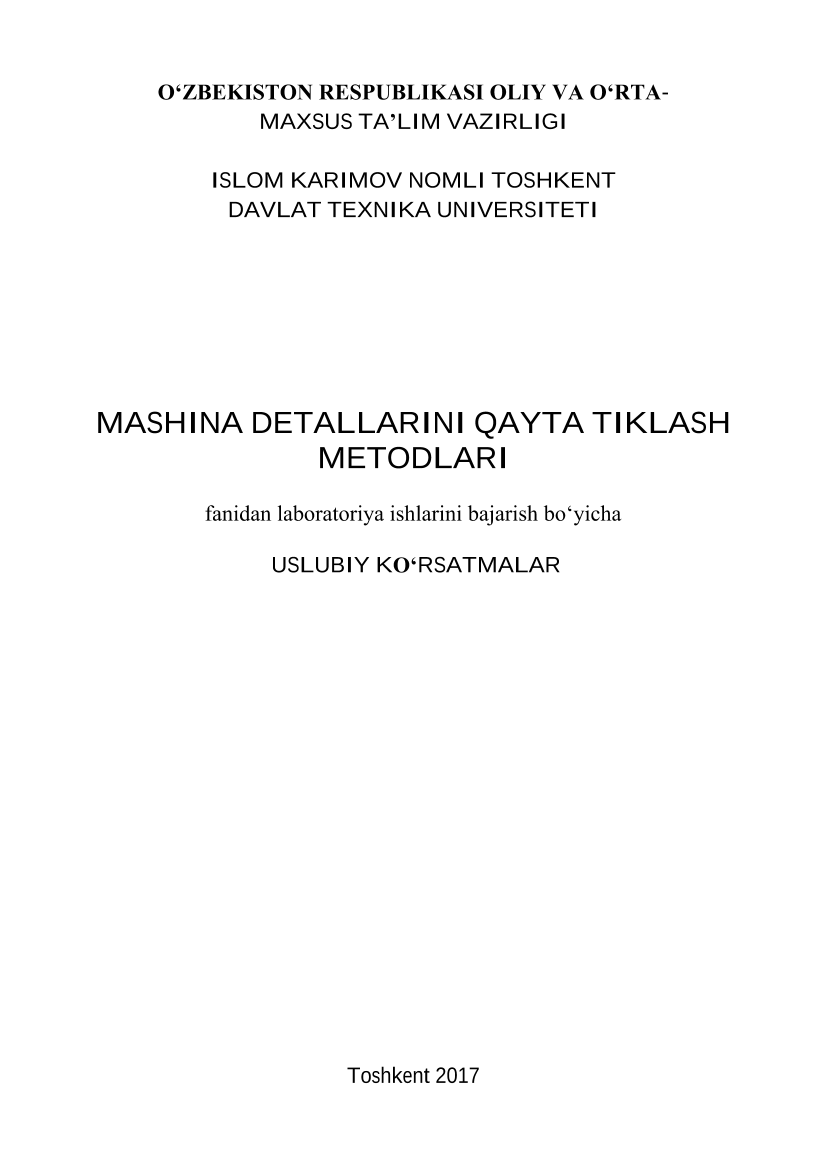 Mashin detallarini qayta tiklash metodlari