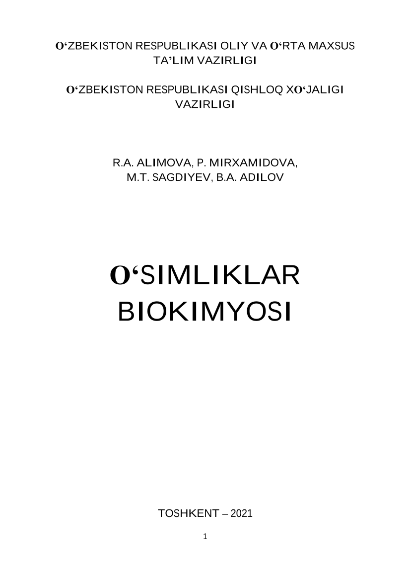 O`simliklar biokimyosi