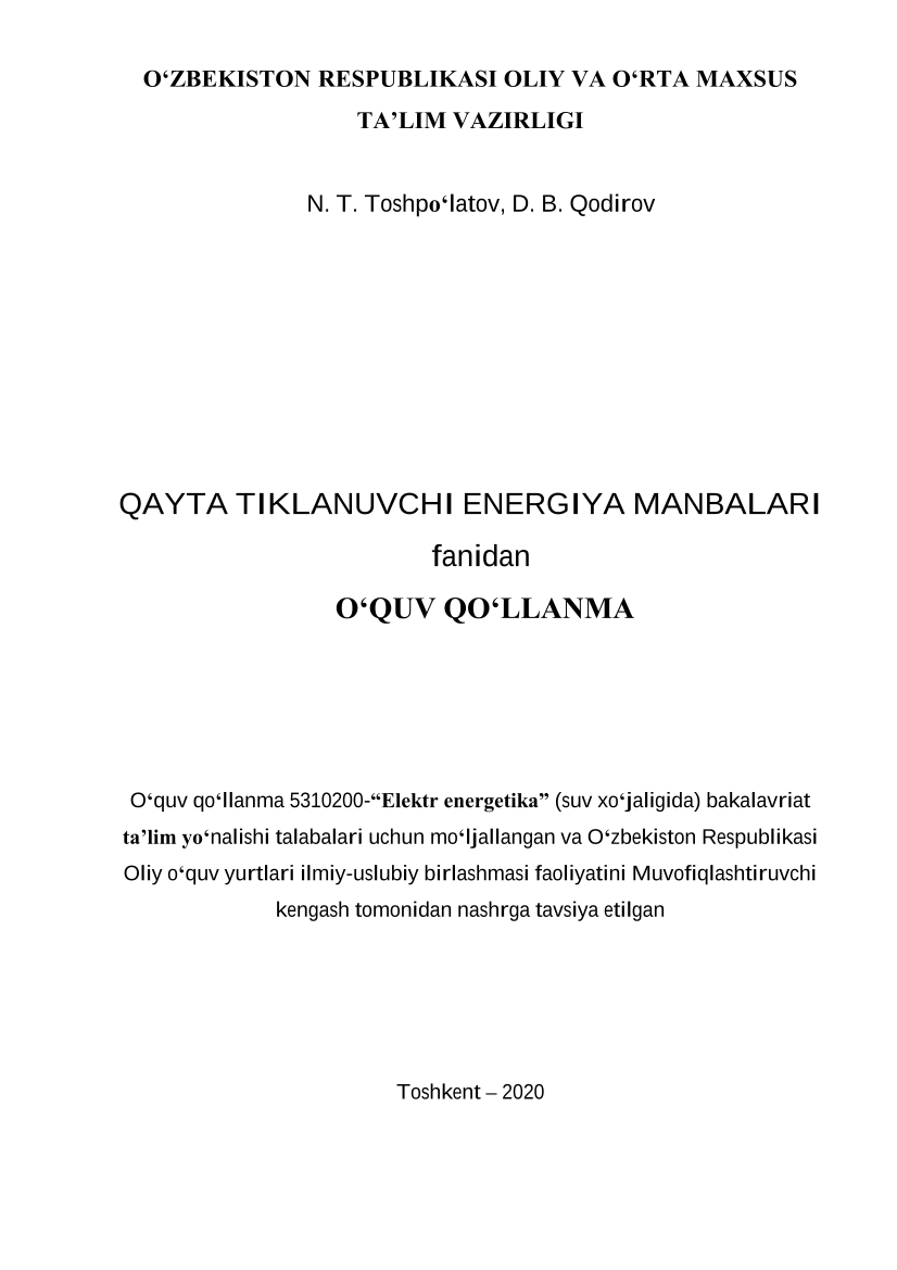 Qayta tiklanuvchi energiya manbalari