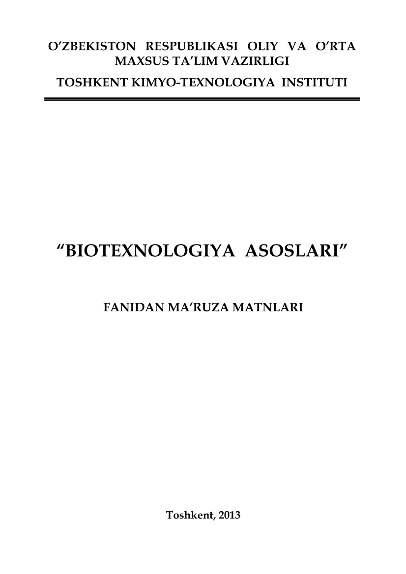 Biotexnologiya asoslari