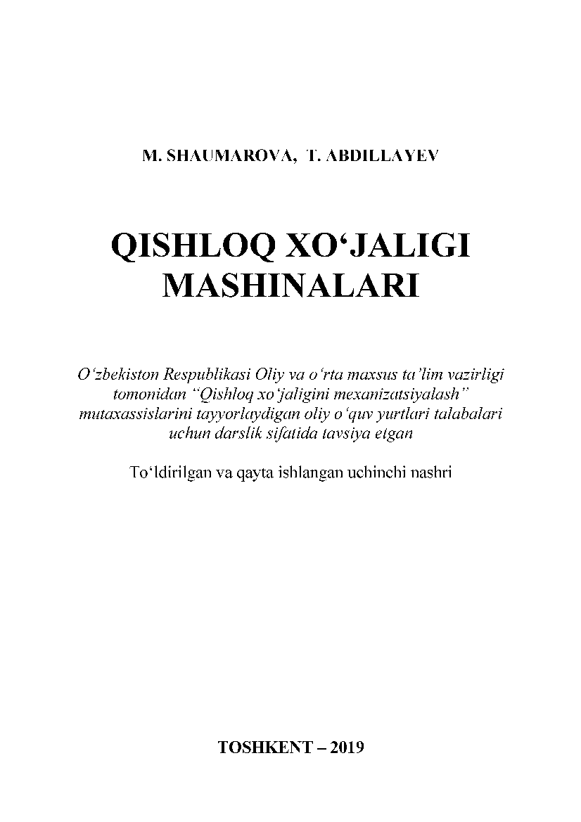 Qishloq xo`jaligi mashinalari