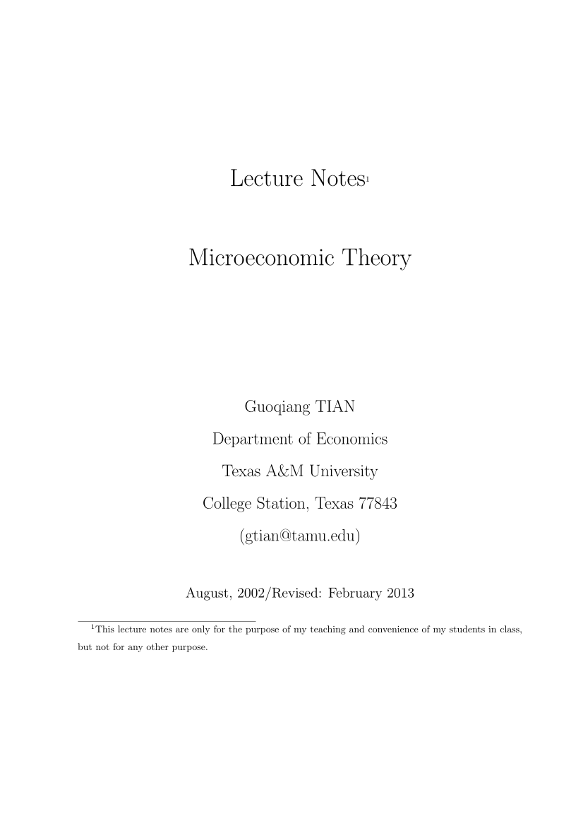 Microeconomic Theory