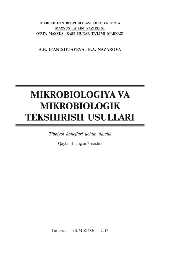 Mikrobiologiya va mikrobiologik tekshirish usullari