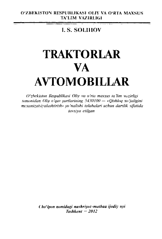 Traktor va avtomobillar