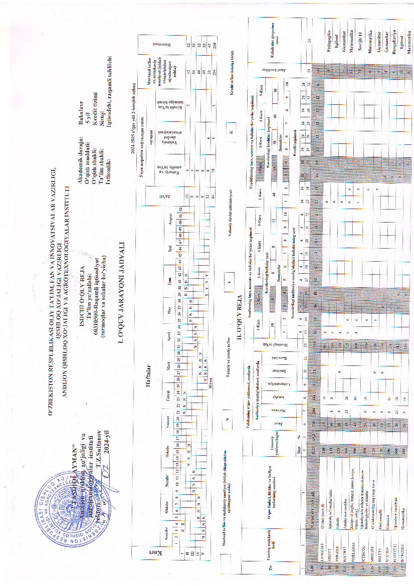 Raqamli Iqtisodiyot (tarmoqlar va soxalar bo'yicha+(o'quv reja 2-kurs)