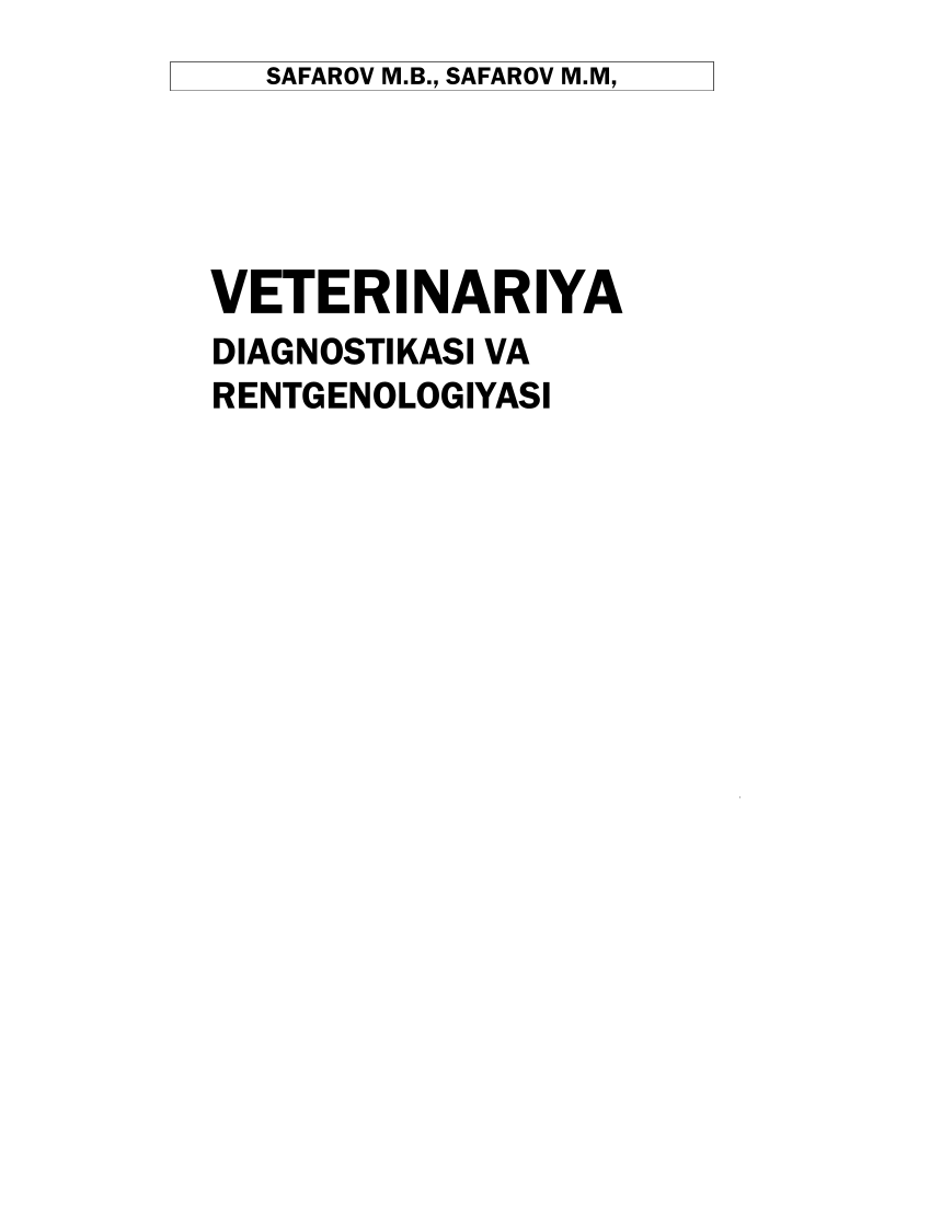 Veterinariya diagnostikasi va rentgenologiyasi