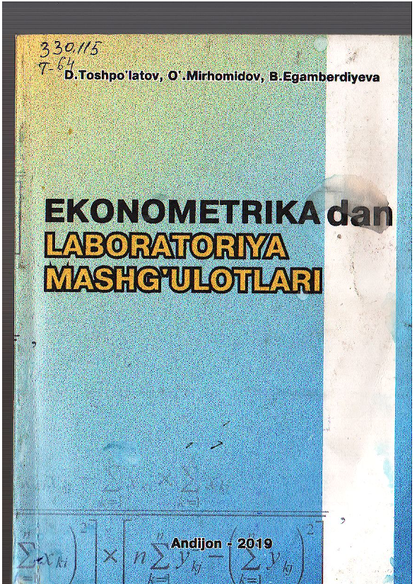 Ekonometrikadan laboratoriya mashg`ulotlari