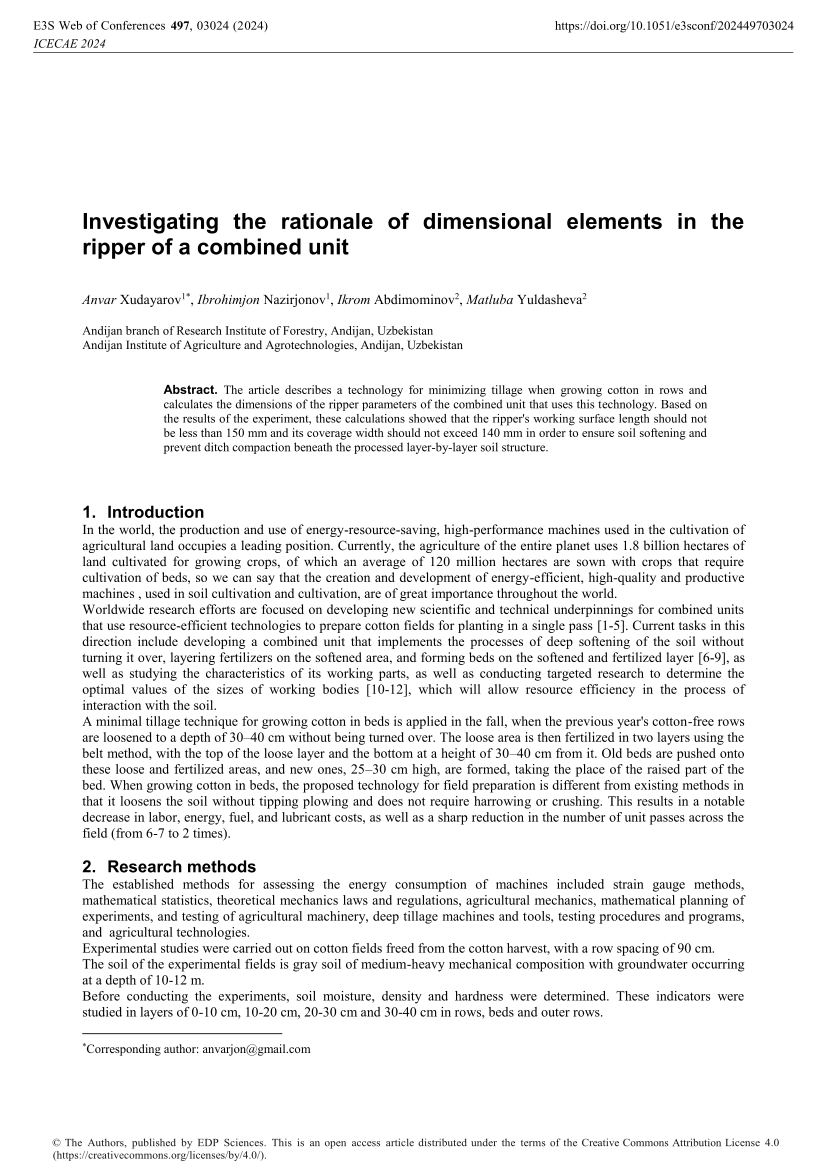 Investigating the rationale of dimensional elements in the ripper of a combined unit