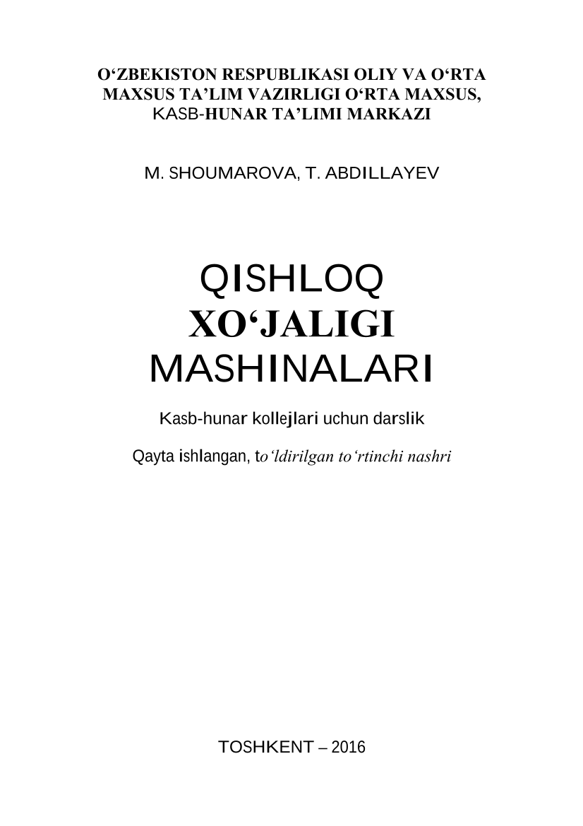 Qishloq xo'jaligi mashinalari