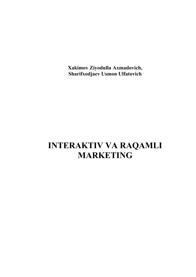 Interaktiv va raqamli marketing
